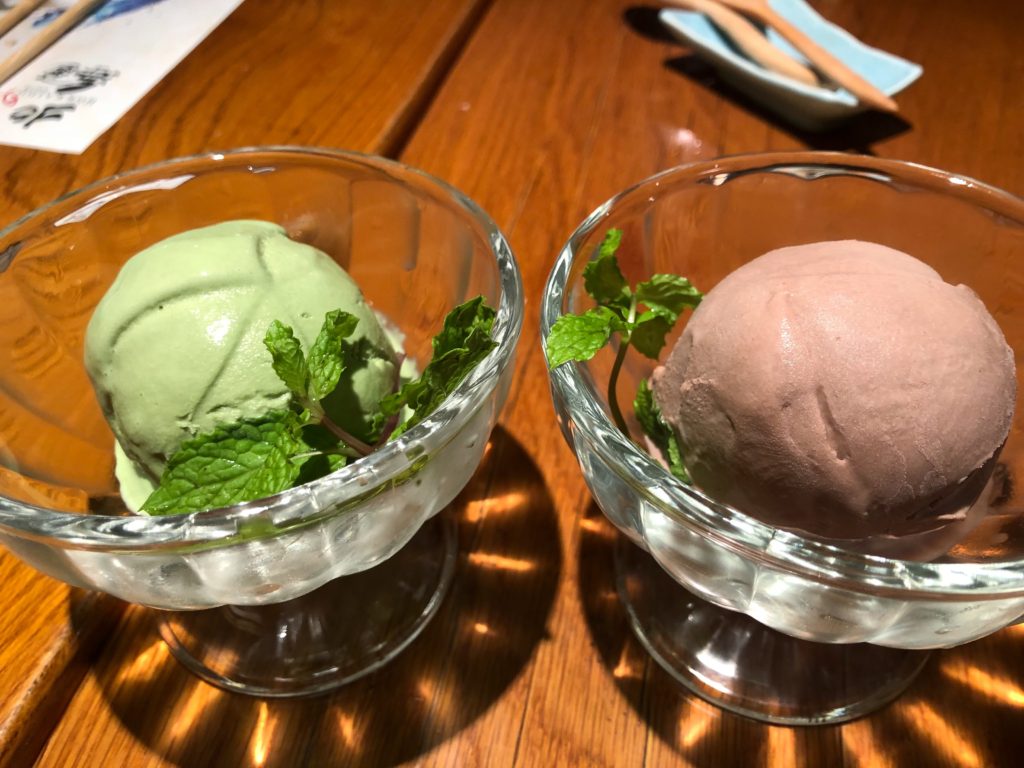 Matcha and choclate ice-cream at Sushi Hokkaido sachi